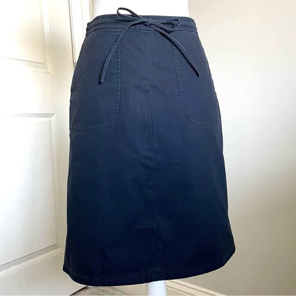 BR Navy Cotton Pencil Skirt, Blue Skirt, Knee-Length, Pockets, Vintage Chino